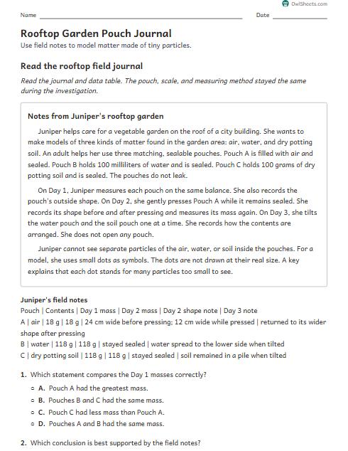 Rooftop Garden Pouch Journal worksheet preview