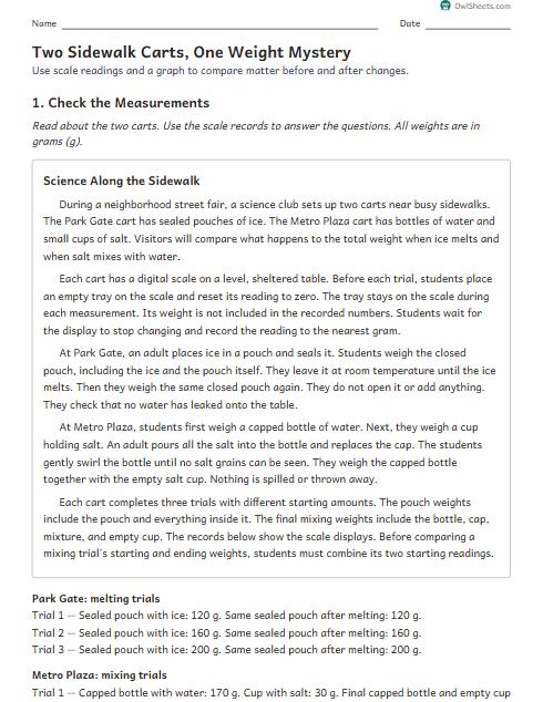 Two Sidewalk Carts, One Weight Mystery worksheet preview