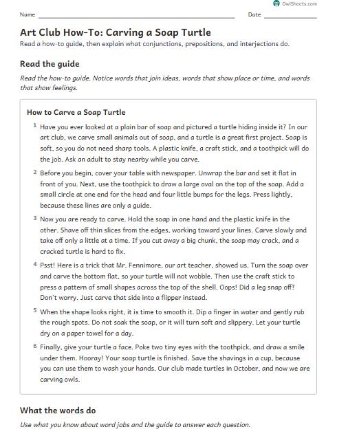 Art Club How-To: Carving a Soap Turtle worksheet preview