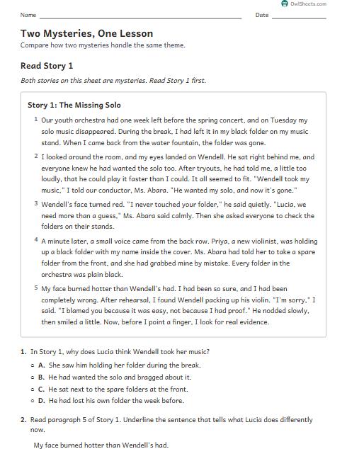 Two Mysteries, One Lesson worksheet preview