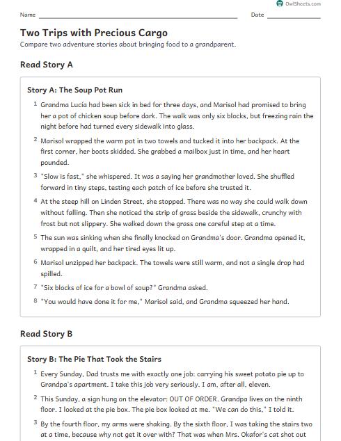 Two Trips with Precious Cargo worksheet preview