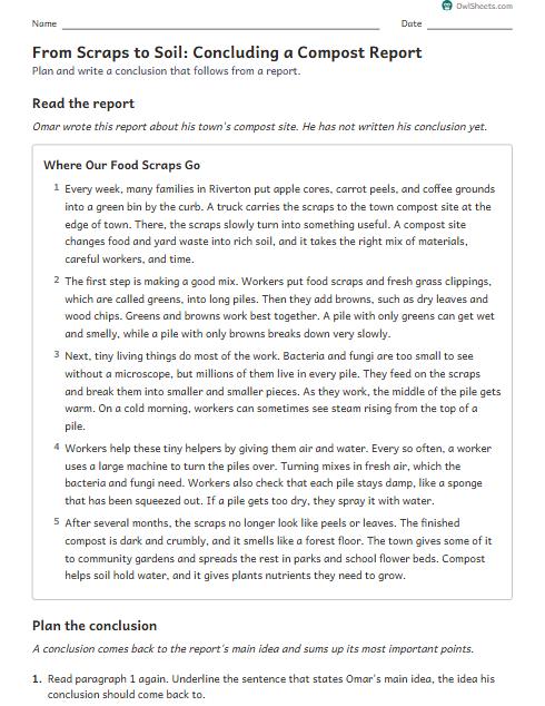 From Scraps to Soil: Concluding a Compost Report worksheet preview