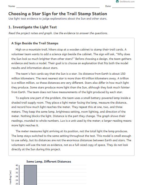 Choosing a Star Sign for the Trail Stamp Station worksheet preview