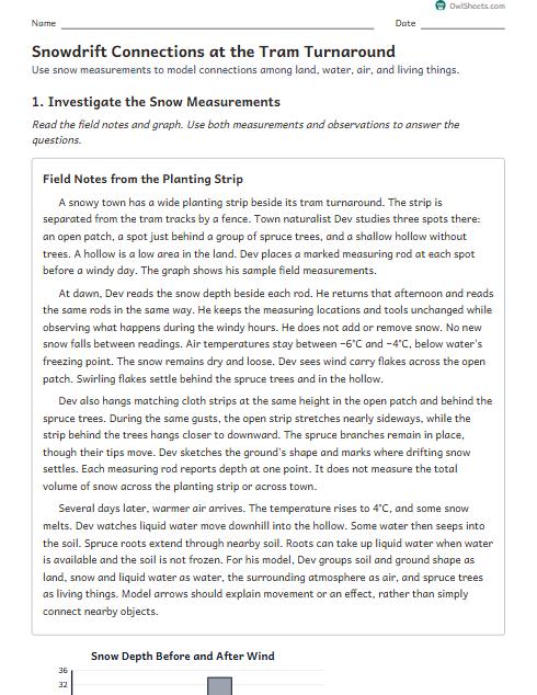 Snowdrift Connections at the Tram Turnaround worksheet preview