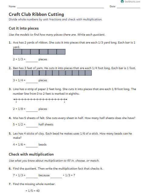 Craft Club Ribbon Cutting worksheet preview