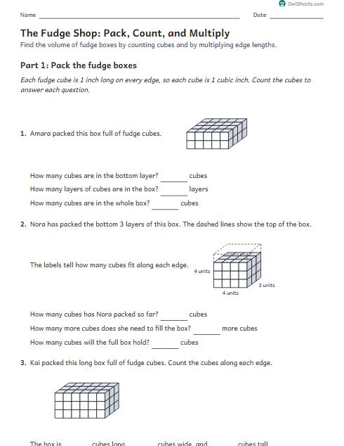 The Fudge Shop: Pack, Count, and Multiply worksheet preview