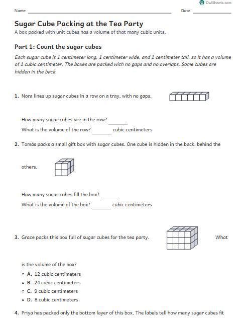 Sugar Cube Packing at the Tea Party worksheet preview