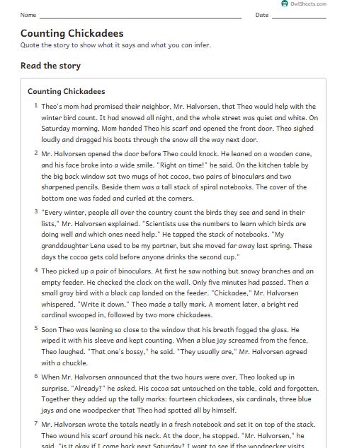 Counting Chickadees worksheet preview