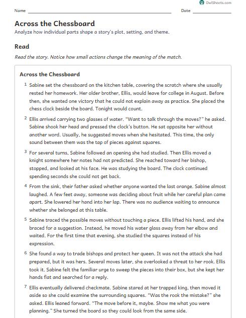 Across the Chessboard worksheet preview