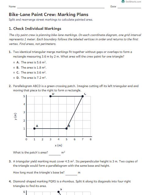 Bike-Lane Paint Crew: Marking Plans worksheet preview