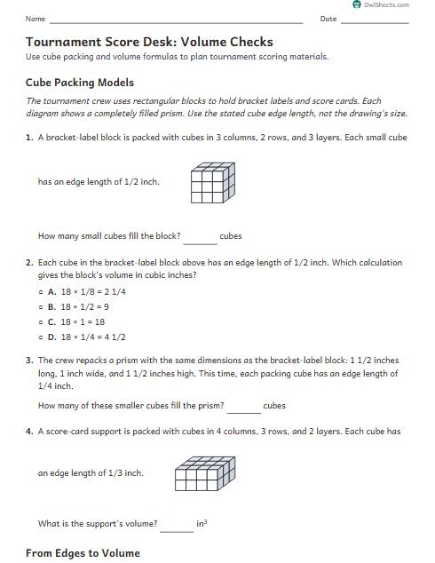 Tournament Score Desk: Volume Checks worksheet preview