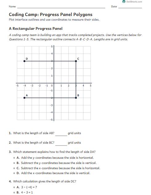 Coding Camp: Progress Panel Polygons worksheet preview