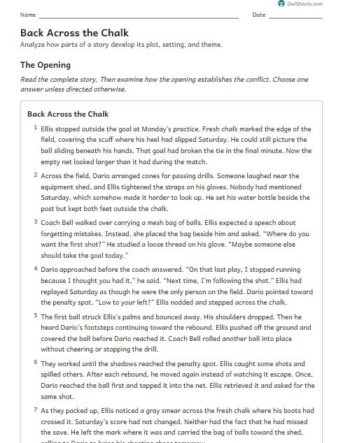 Back Across the Chalk worksheet preview