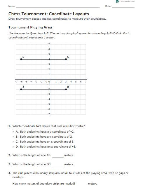 Chess Tournament: Coordinate Layouts worksheet preview