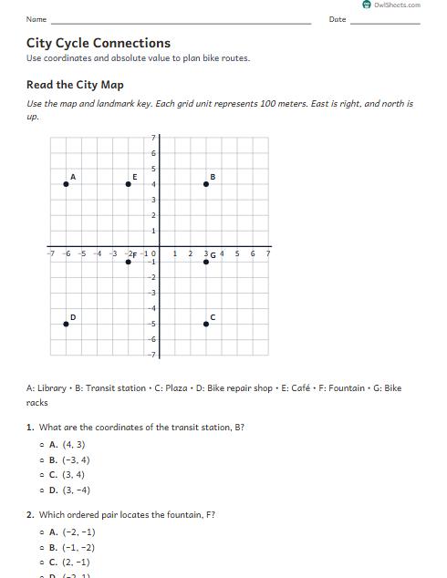 City Cycle Connections worksheet preview
