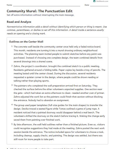 Community Mural: The Punctuation Edit worksheet preview