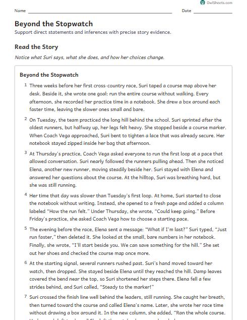 Beyond the Stopwatch worksheet preview