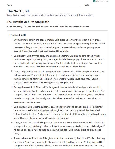 The Next Call worksheet preview