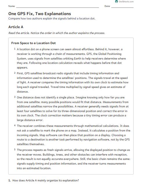 One GPS Fix, Two Explanations worksheet preview