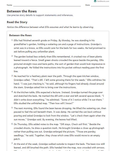 Between the Rows worksheet preview