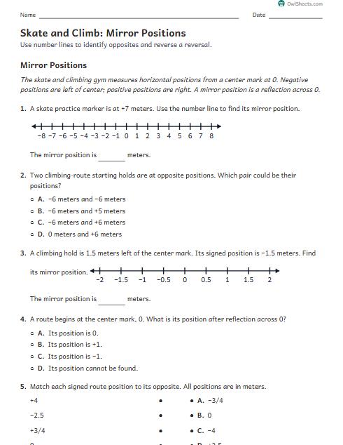 Skate and Climb: Mirror Positions worksheet preview