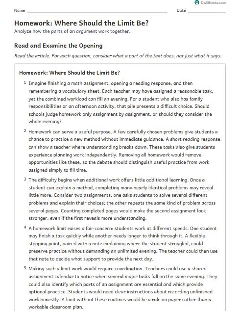 Homework: Where Should the Limit Be? worksheet preview