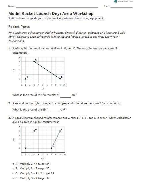 Model Rocket Launch Day: Area Workshop worksheet preview