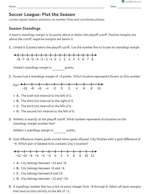 Soccer League: Plot the Season worksheet preview