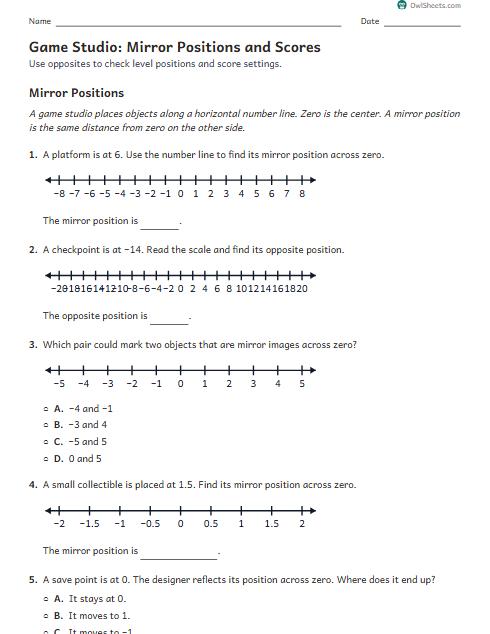 Game Studio: Mirror Positions and Scores worksheet preview