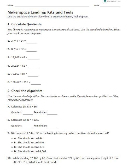 Makerspace Lending: Kits and Tools worksheet preview