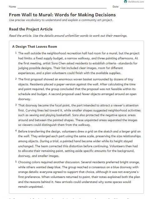 From Wall to Mural: Words for Making Decisions worksheet preview