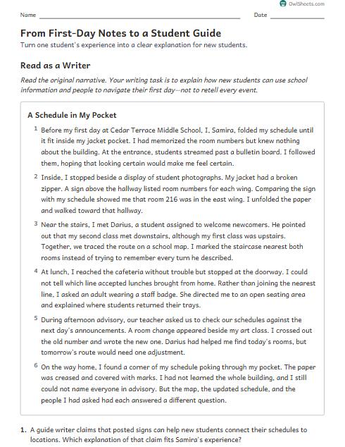 From First-Day Notes to a Student Guide worksheet preview