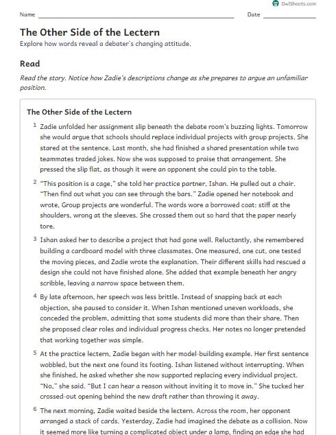 The Other Side of the Lectern worksheet preview