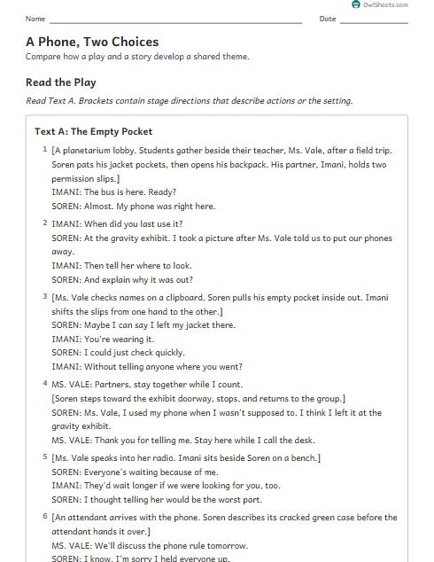 A Phone, Two Choices worksheet preview