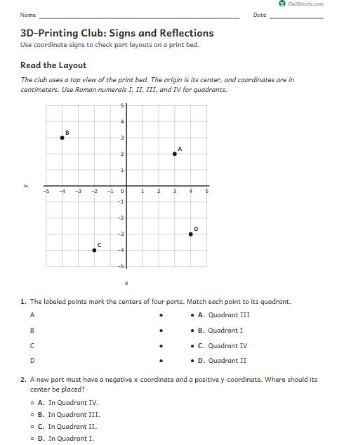 3D-Printing Club: Signs and Reflections worksheet preview