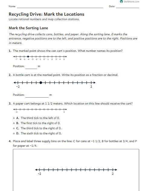 Recycling Drive: Mark the Locations worksheet preview