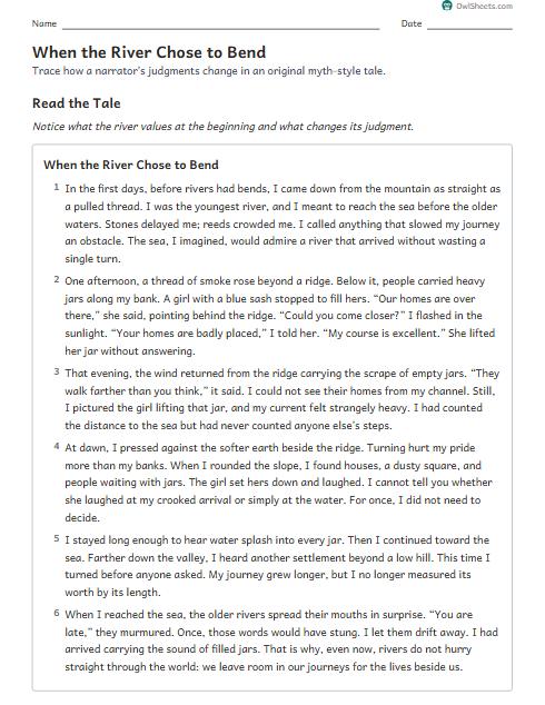 When the River Chose to Bend worksheet preview