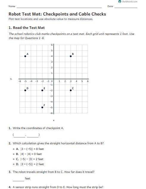 Robot Test Mat: Checkpoints and Cable Checks worksheet preview