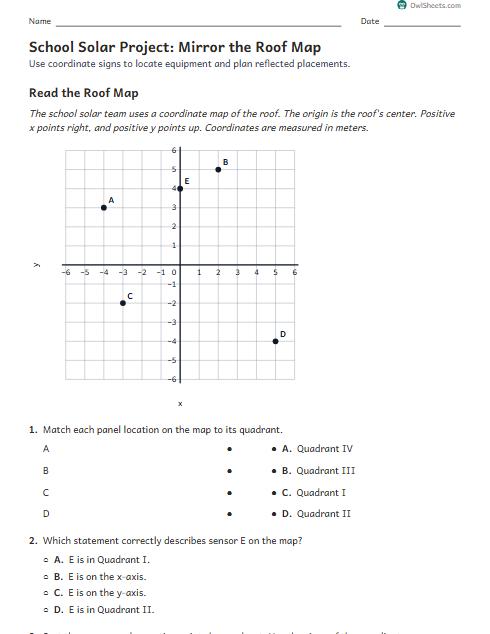 School Solar Project: Mirror the Roof Map worksheet preview