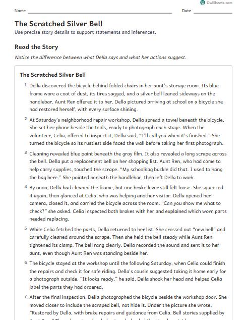 The Scratched Silver Bell worksheet preview