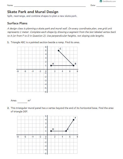 Skate Park and Mural Design worksheet preview