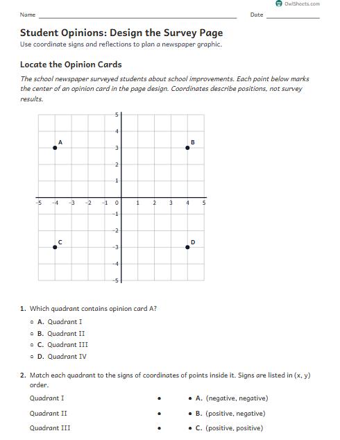 Student Opinions: Design the Survey Page worksheet preview