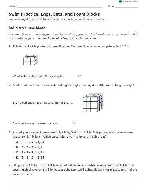 Swim Practice: Laps, Sets, and Foam Blocks worksheet preview