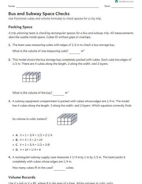 Bus and Subway Space Checks worksheet preview