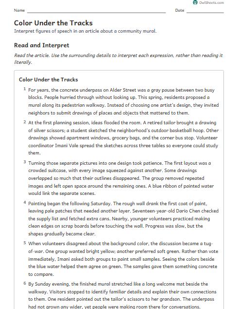 Color Under the Tracks worksheet preview