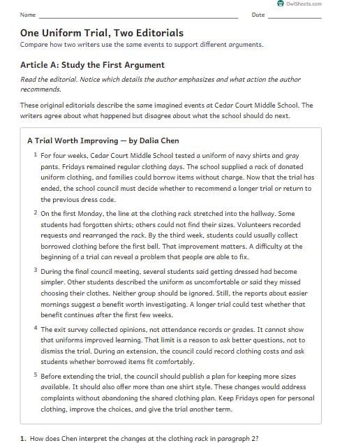 One Uniform Trial, Two Editorials worksheet preview