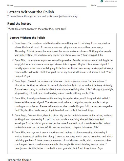Letters Without the Polish worksheet preview