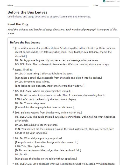 Before the Bus Leaves worksheet preview