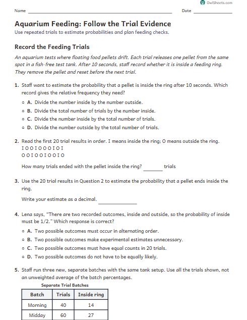 Aquarium Feeding: Follow the Trial Evidence worksheet preview