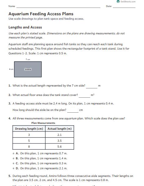 Aquarium Feeding Access Plans worksheet preview